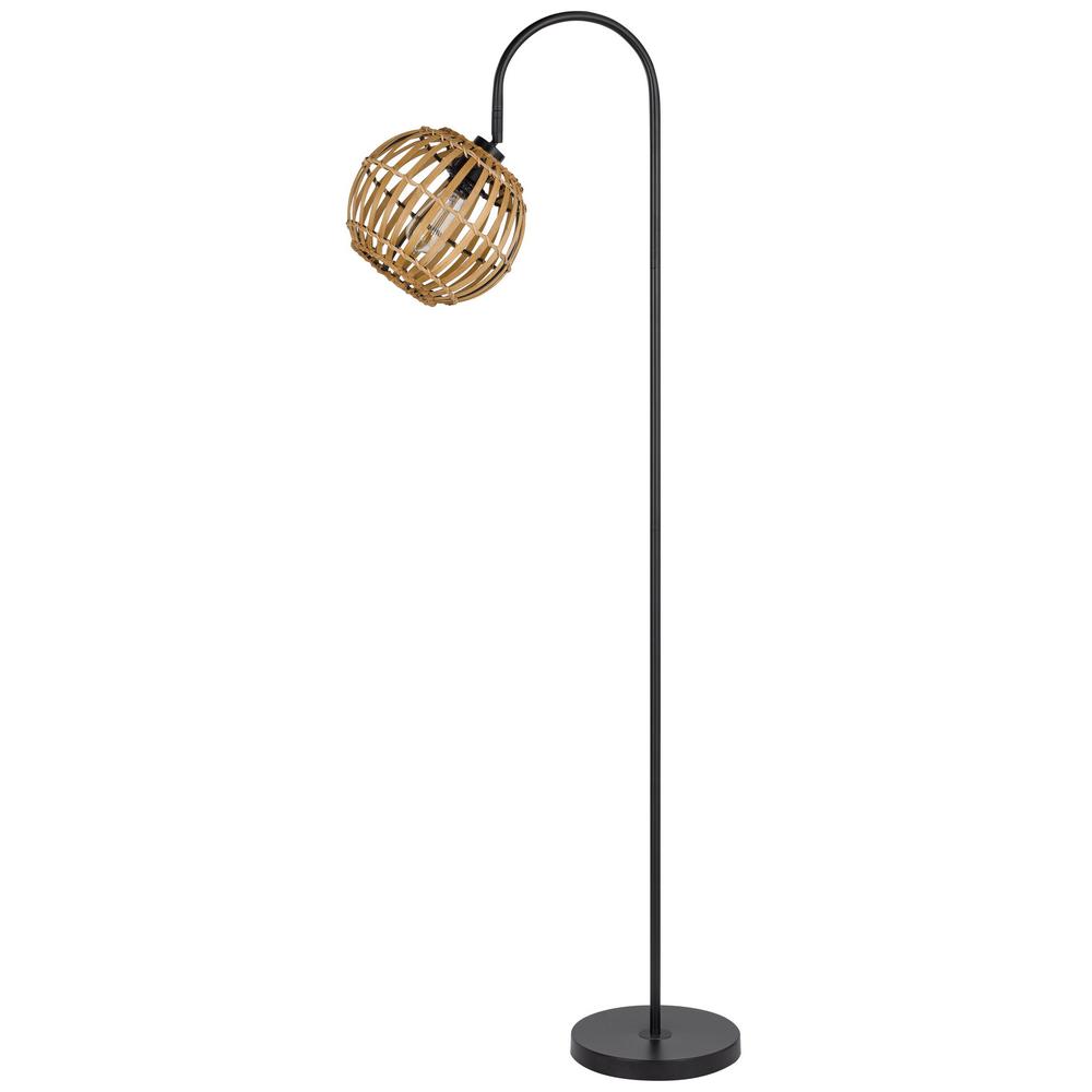63" Black Traditional Shaped Floor Lamp With Brown Globe Shade. Picture 1