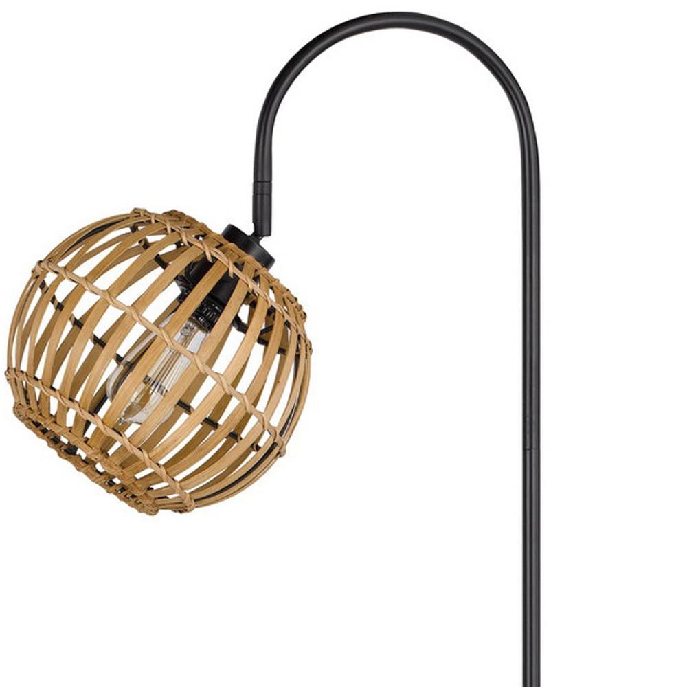63" Black Traditional Shaped Floor Lamp With Brown Globe Shade. Picture 5