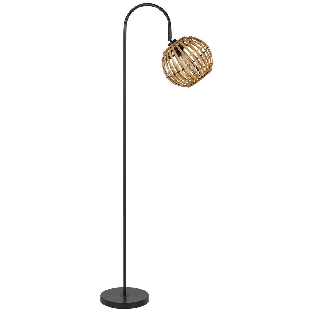 63" Black Traditional Shaped Floor Lamp With Brown Globe Shade. Picture 2