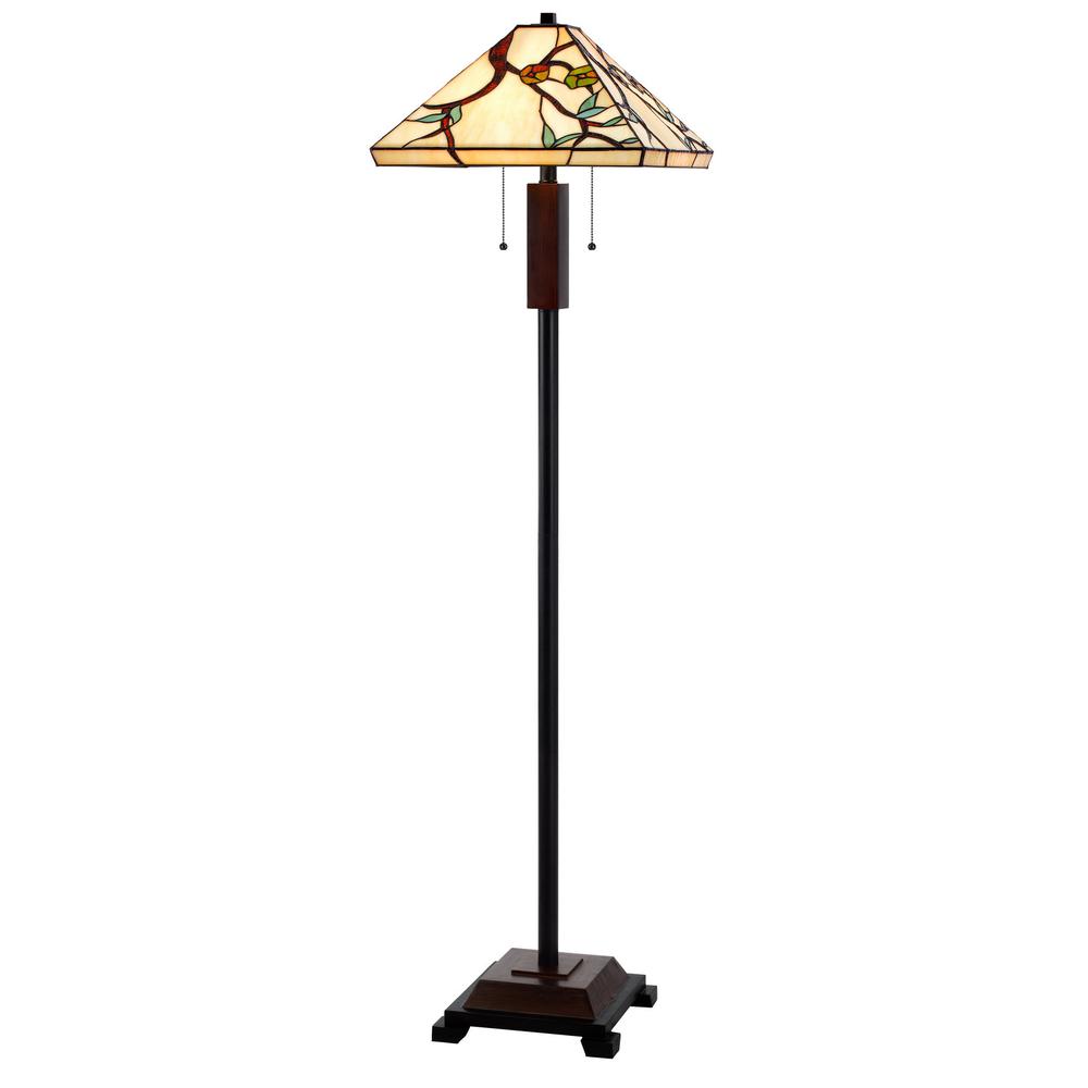60" Bronze Two Light Traditional Shaped Floor Lamp. Picture 1