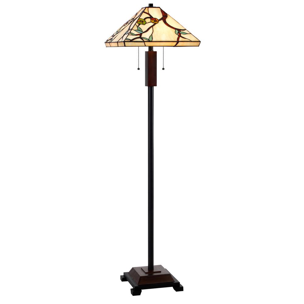 60" Bronze Two Light Traditional Shaped Floor Lamp. Picture 2