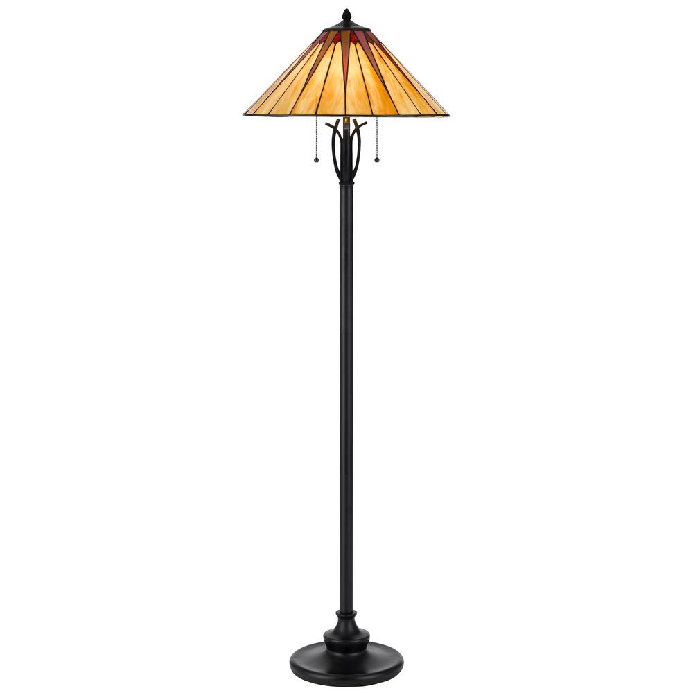 61" Bronze Two Light Traditional Shaped Floor Lamp. Picture 1