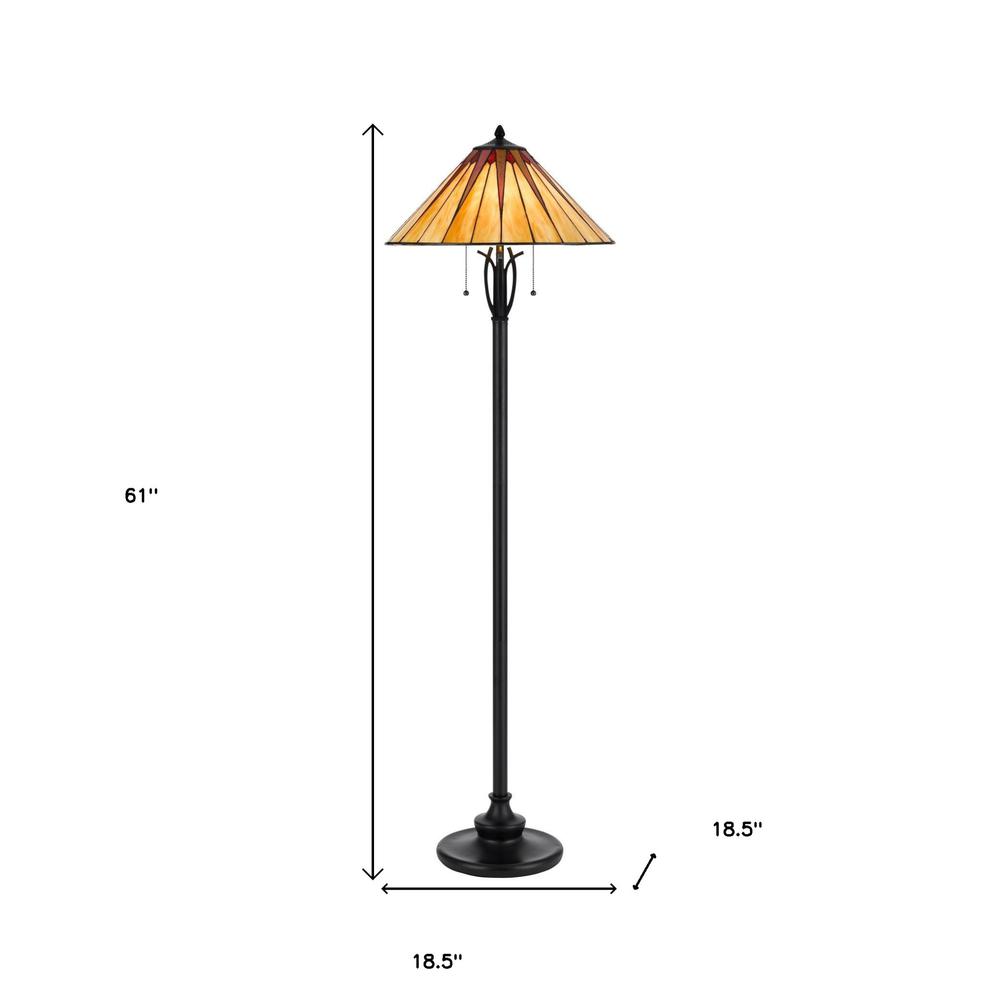 61" Bronze Two Light Traditional Shaped Floor Lamp. Picture 5