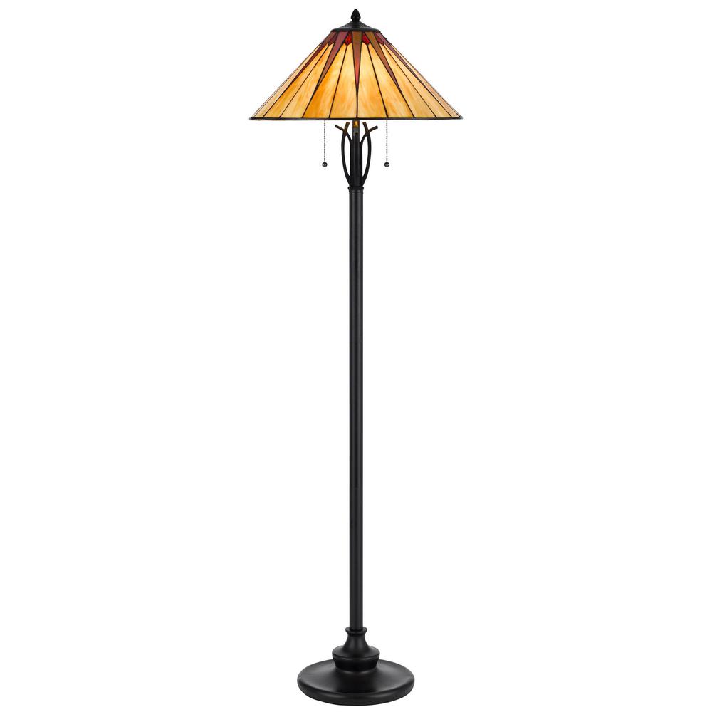 61" Bronze Two Light Traditional Shaped Floor Lamp. Picture 2