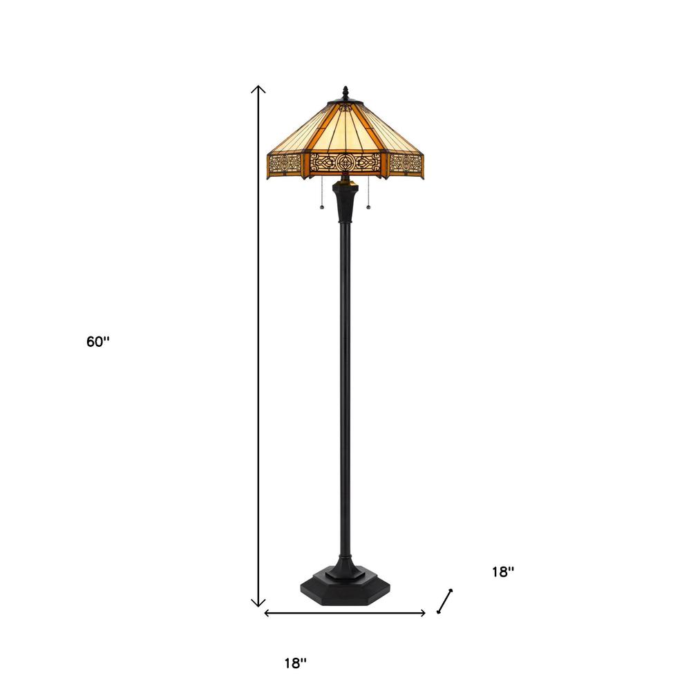 60" Bronze Two Light Traditional Shaped Floor Lamp. Picture 6