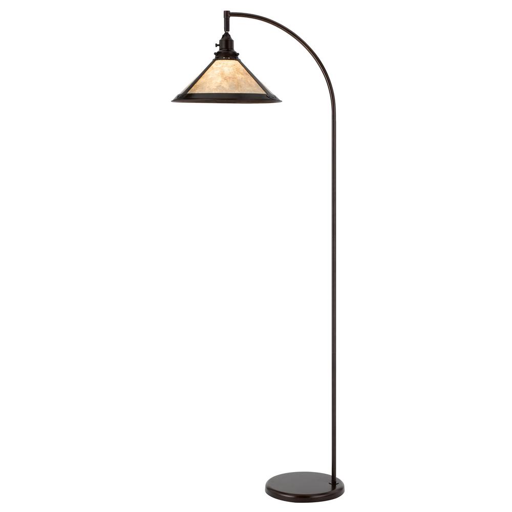 65" Bronze Traditional Shaped Floor Lamp With White Empire Shade. Picture 1