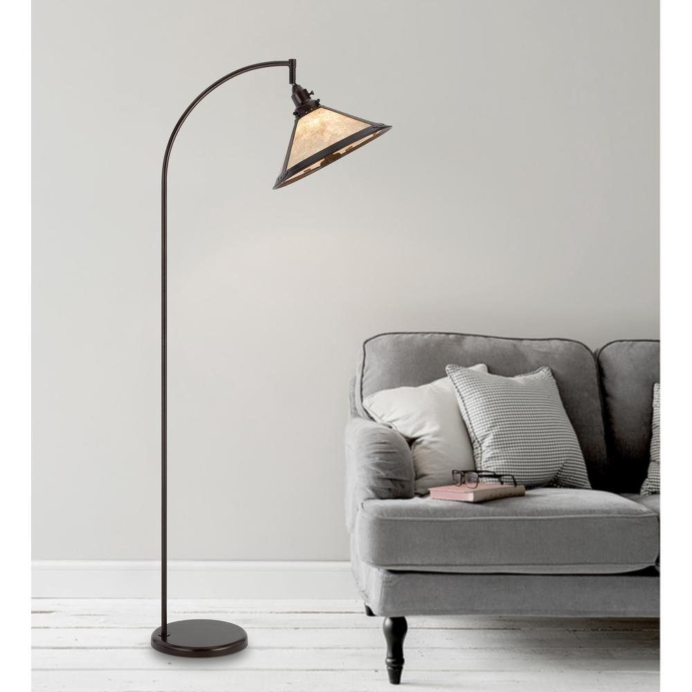 65" Bronze Traditional Shaped Floor Lamp With White Empire Shade. Picture 4