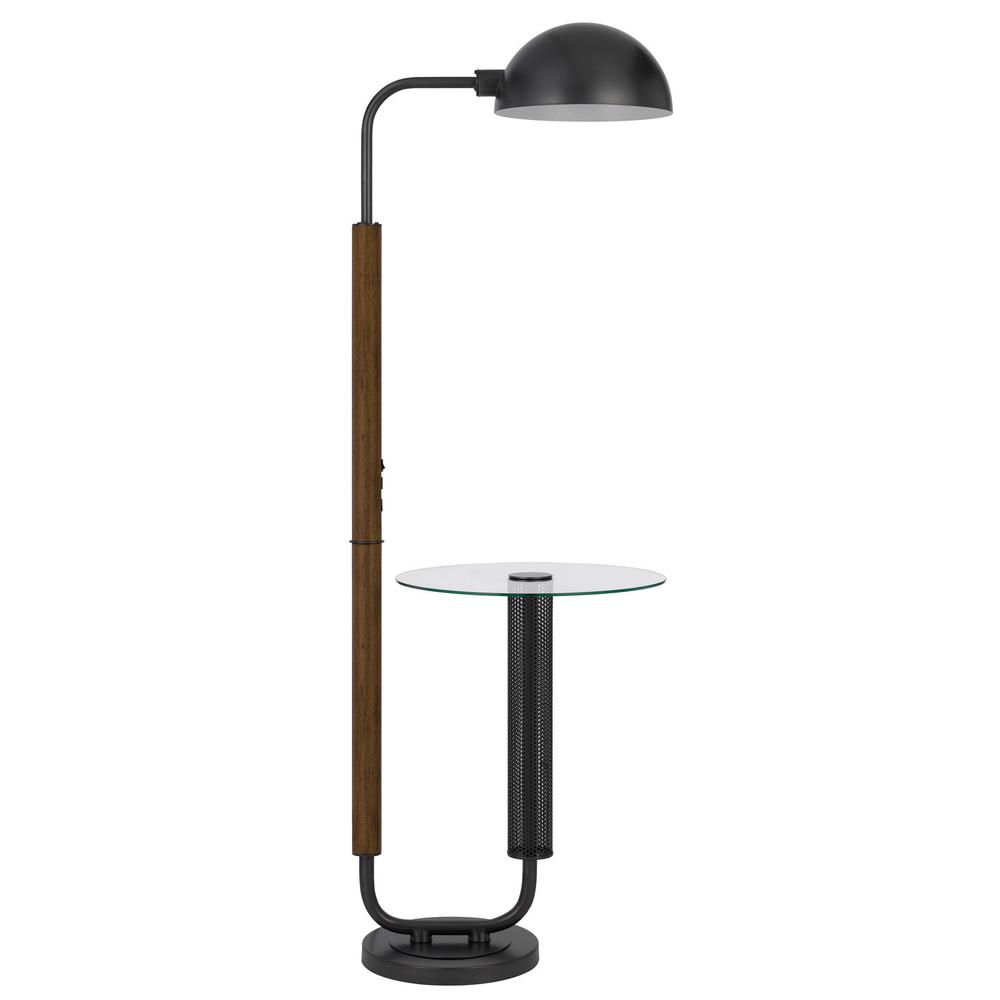 63" Brown Tray Table Floor Lamp With Bronze Transparent Glass Dome Shade. Picture 2