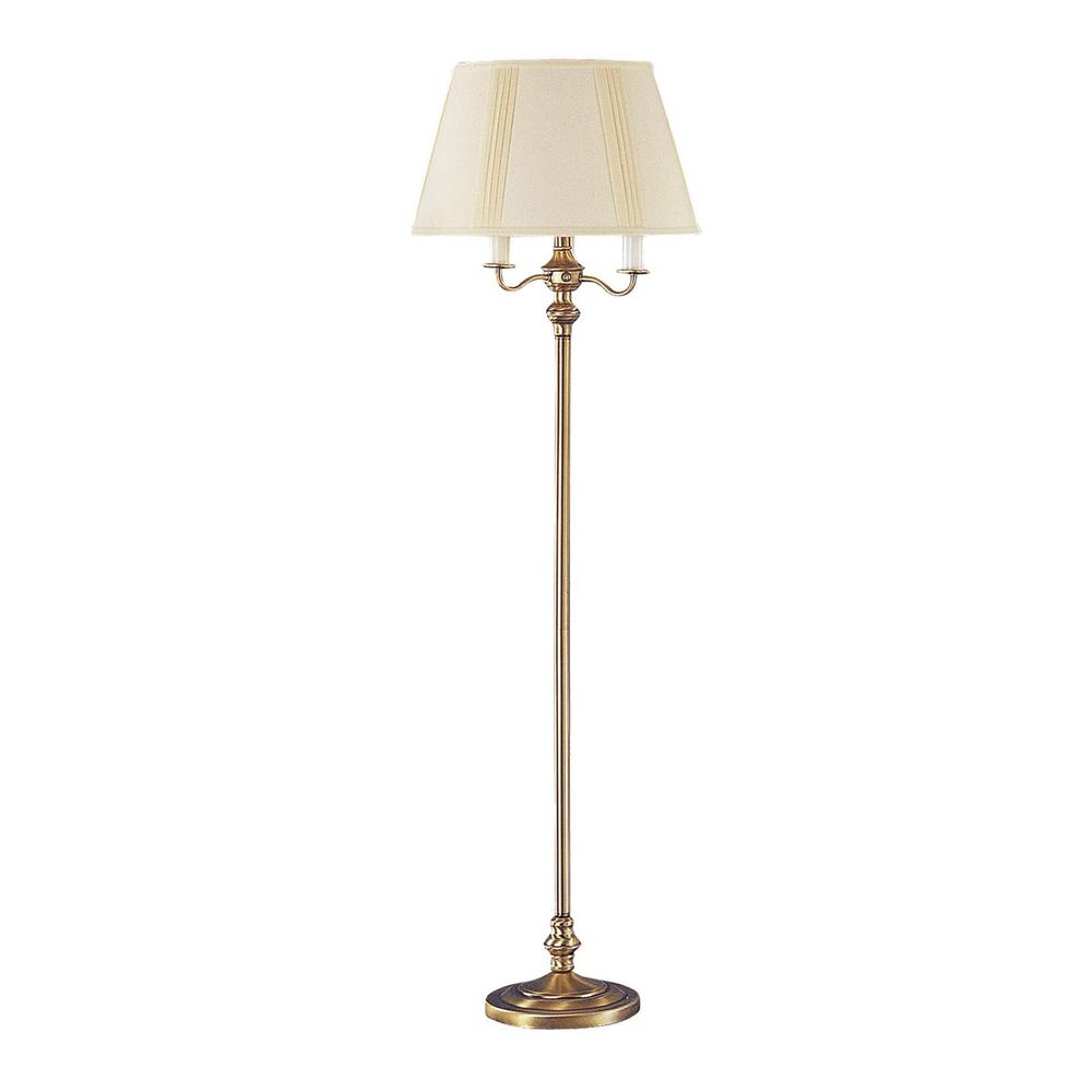 60" Bronze Four Light Traditional Shaped Floor Lamp With Beige Square Shade. Picture 1