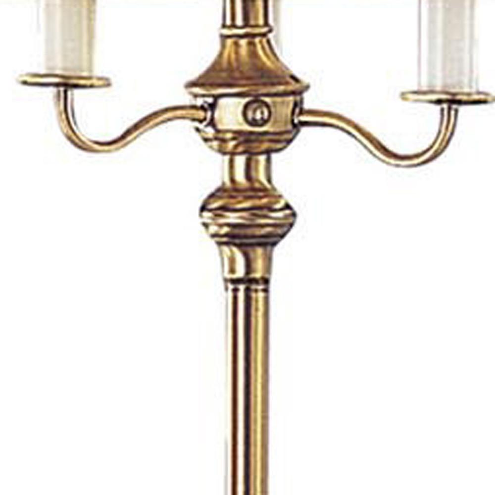 60" Bronze Four Light Traditional Shaped Floor Lamp With Beige Square Shade. Picture 4
