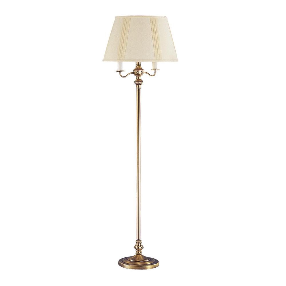 60" Bronze Four Light Traditional Shaped Floor Lamp With Beige Square Shade. Picture 2