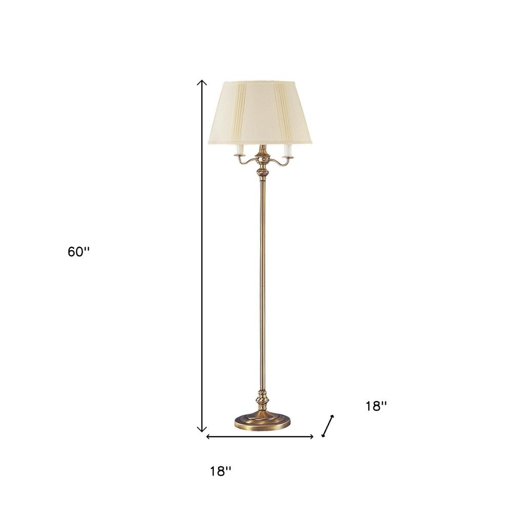 60" Bronze Four Light Traditional Shaped Floor Lamp With Beige Square Shade. Picture 6