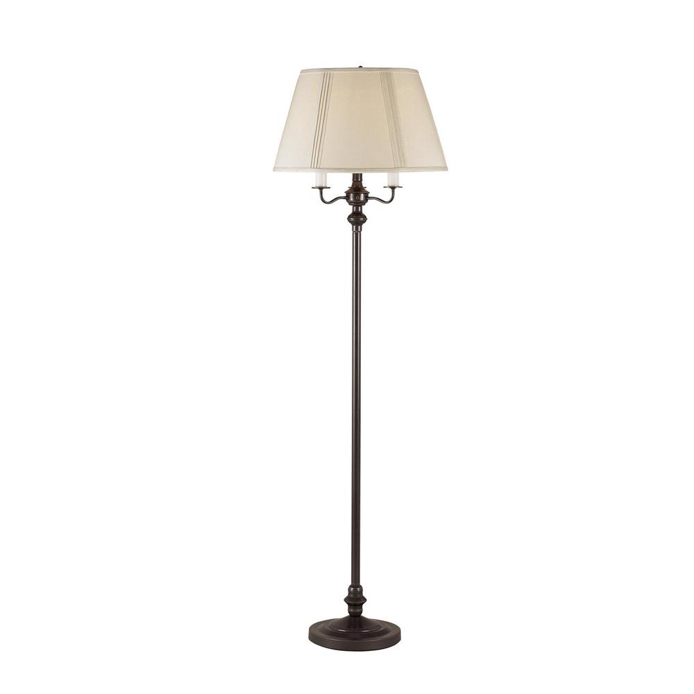60" Bronze Four Light Traditional Shaped Floor Lamp With Beige Square Shade. Picture 1