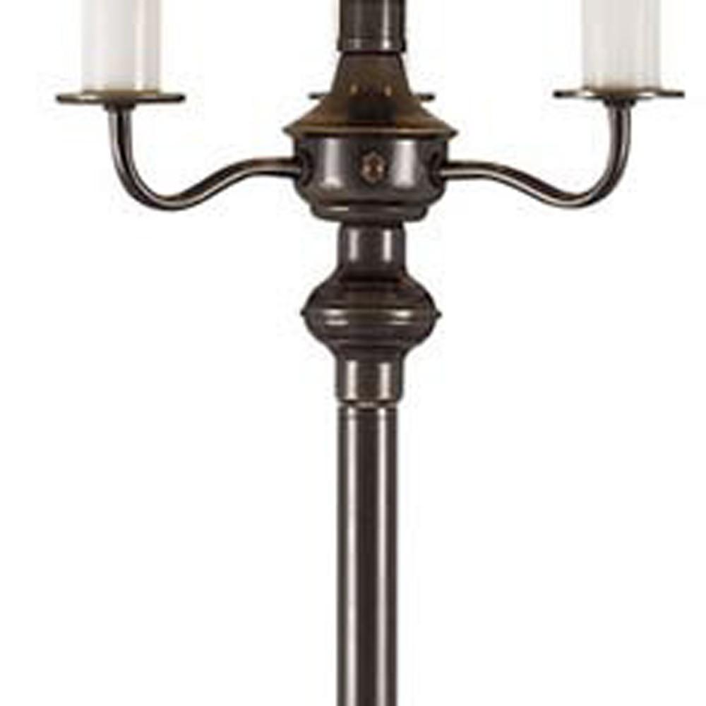 60" Bronze Four Light Traditional Shaped Floor Lamp With Beige Square Shade. Picture 5