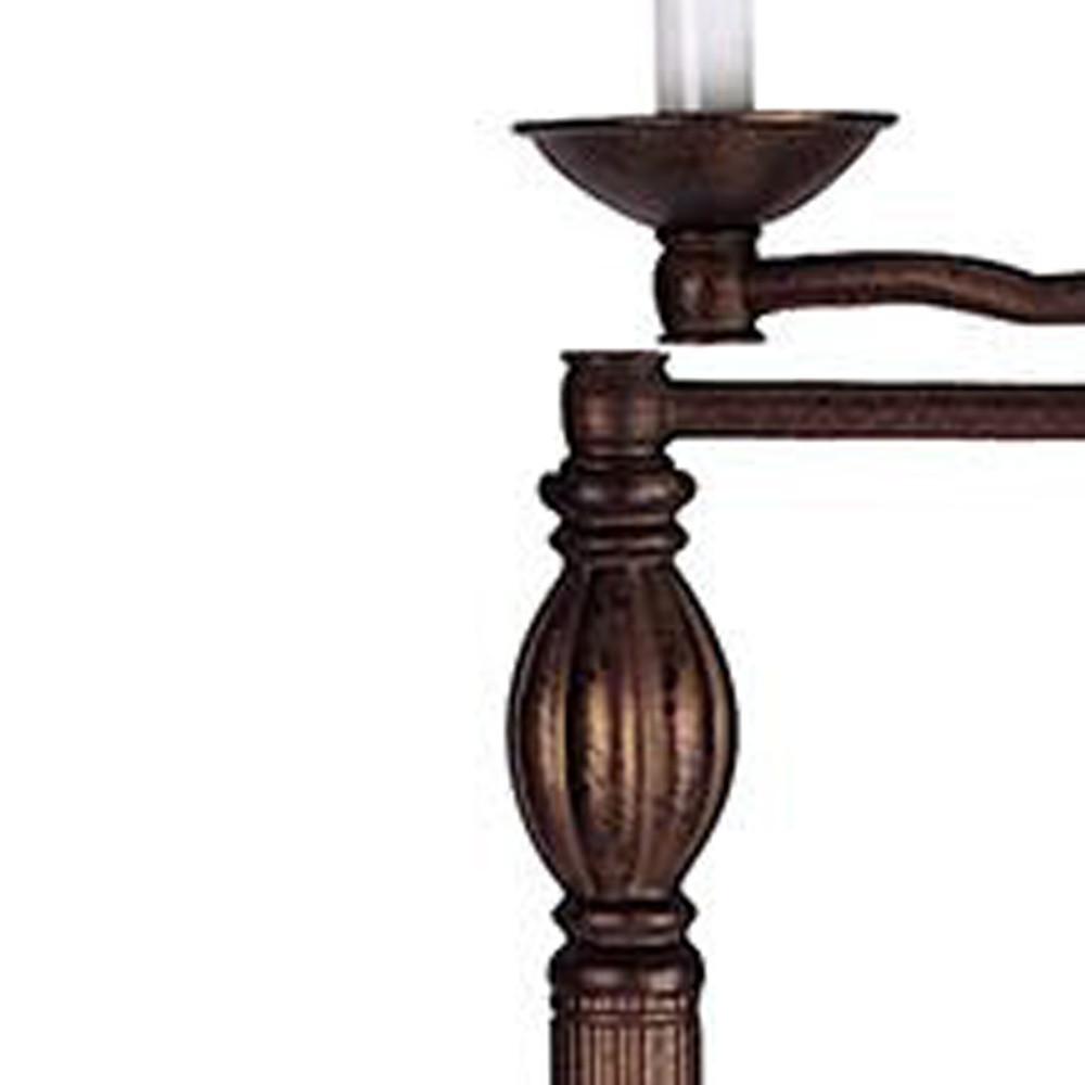 62" Rusted Swing Arm Floor Lamp With Champagne Bell Shade. Picture 4