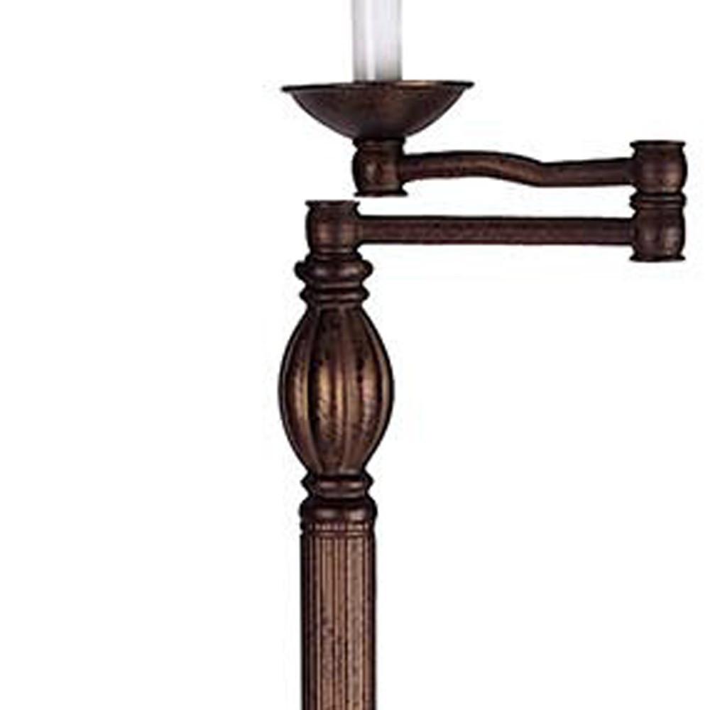 62" Rusted Swing Arm Floor Lamp With Champagne Bell Shade. Picture 5