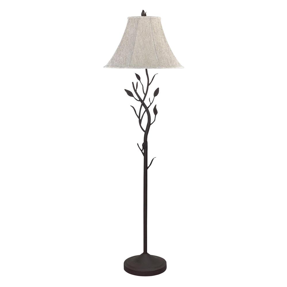 62" Grey Traditional Shaped Floor Lamp With Brown Bell Shade. Picture 1