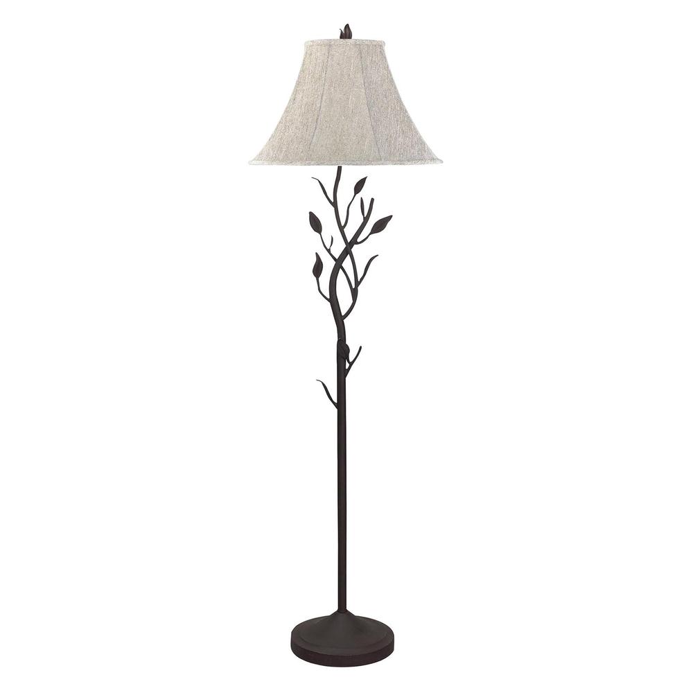 62" Grey Traditional Shaped Floor Lamp With Brown Bell Shade. Picture 2
