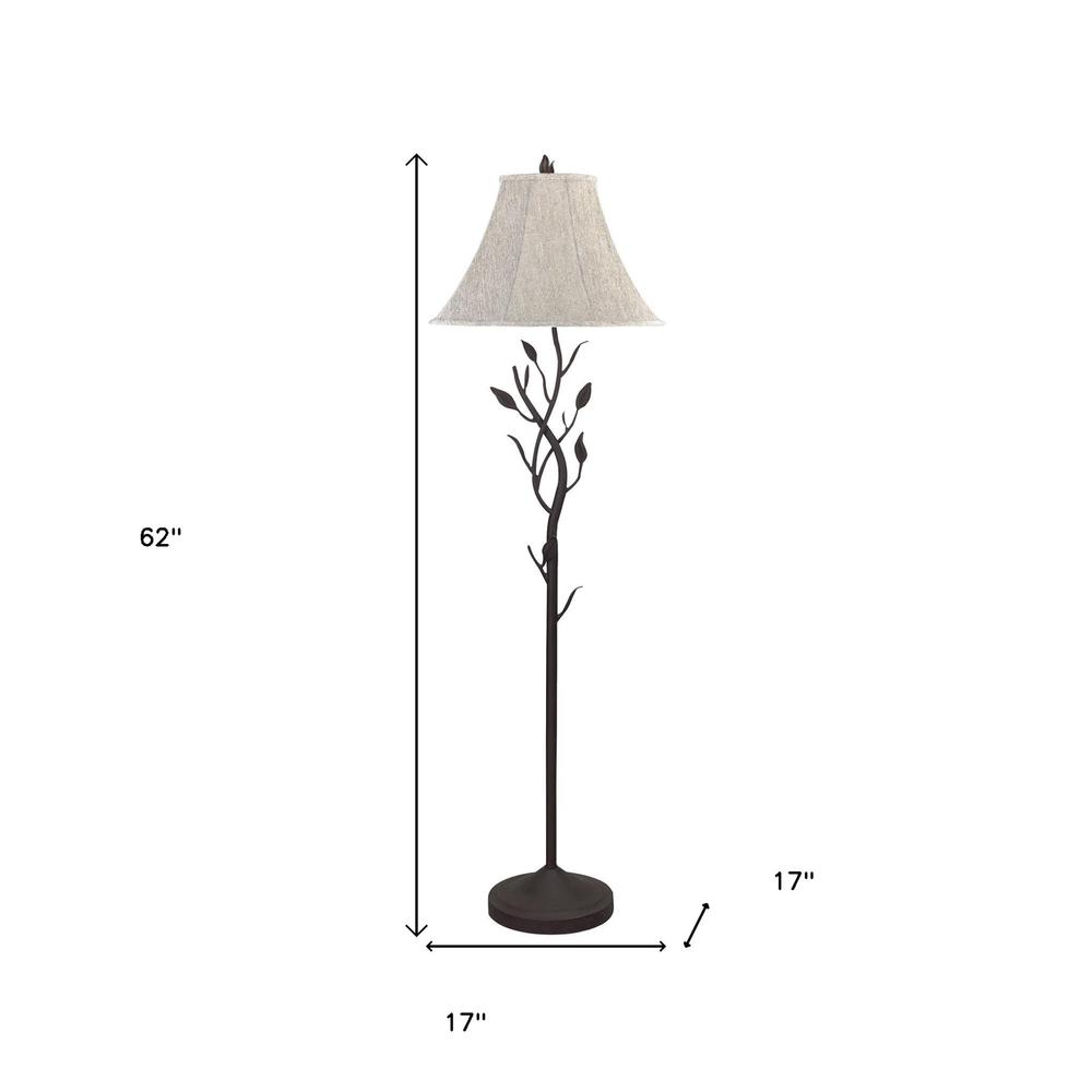 62" Grey Traditional Shaped Floor Lamp With Brown Bell Shade. Picture 6