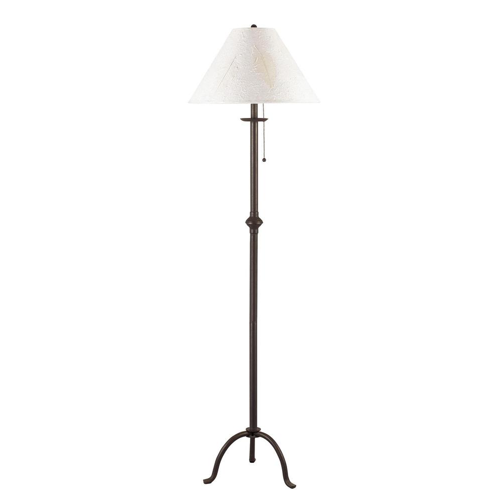 57" Black Traditional Shaped Floor Lamp With White Empire Shade. Picture 1