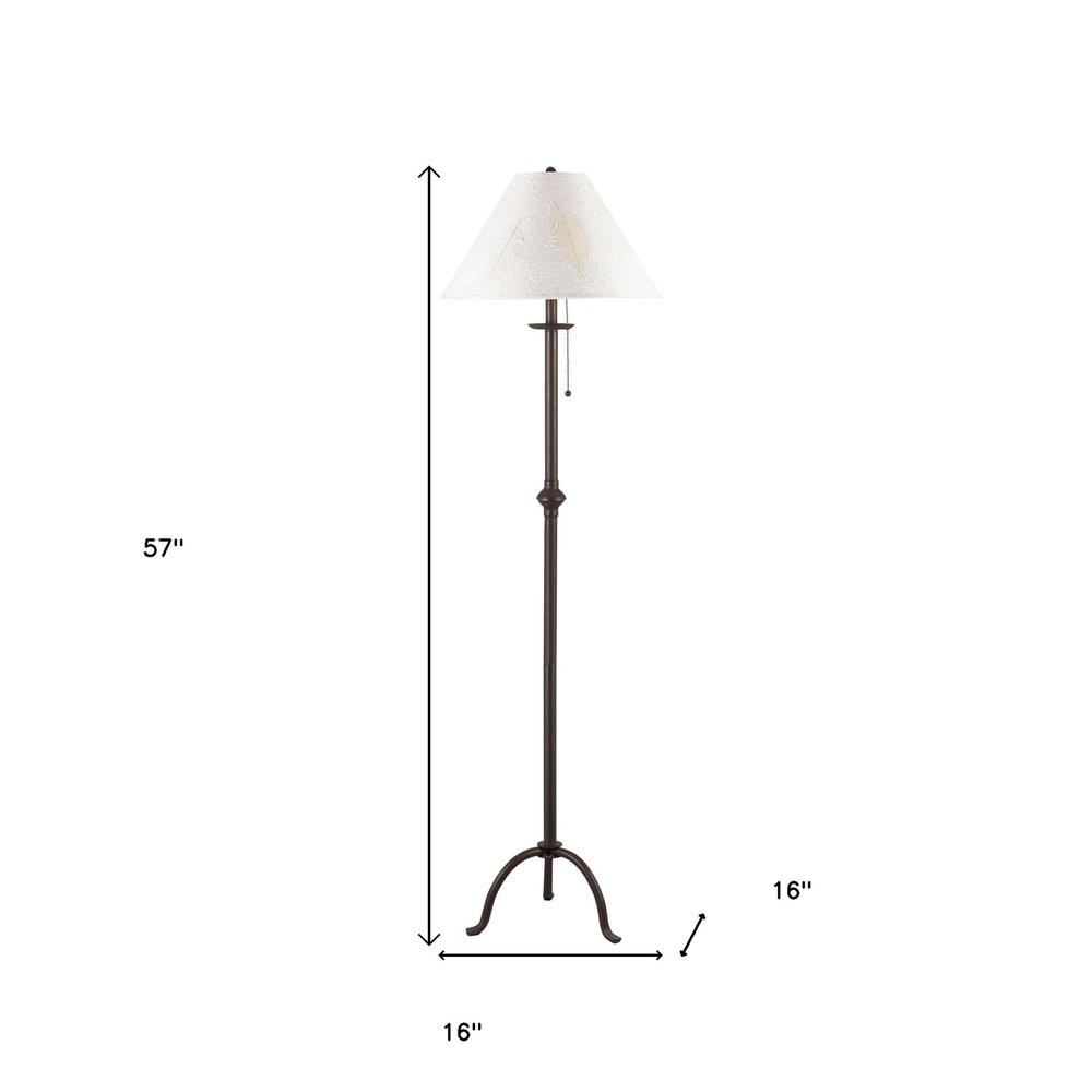57" Black Traditional Shaped Floor Lamp With White Empire Shade. Picture 5