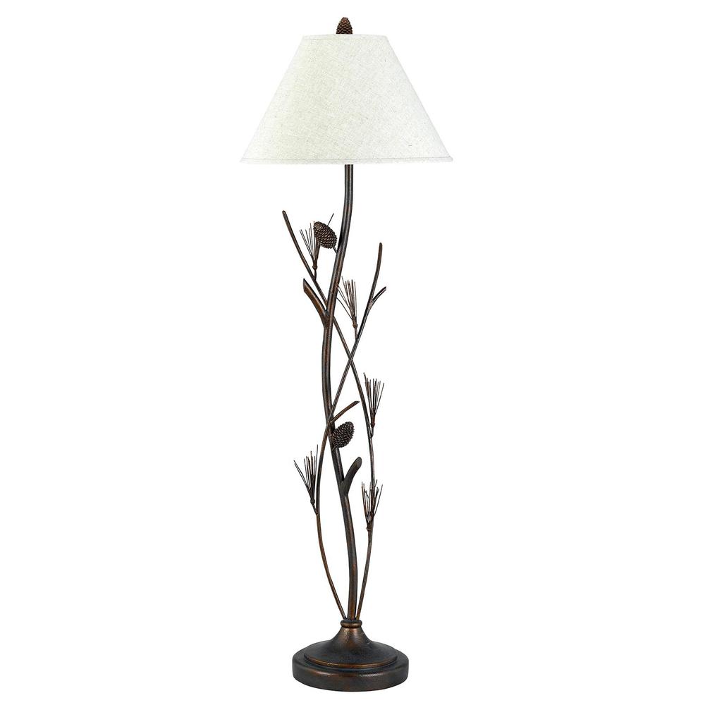 60" Rusted Traditional Shaped Floor Lamp With Brown Empire Shade. Picture 1