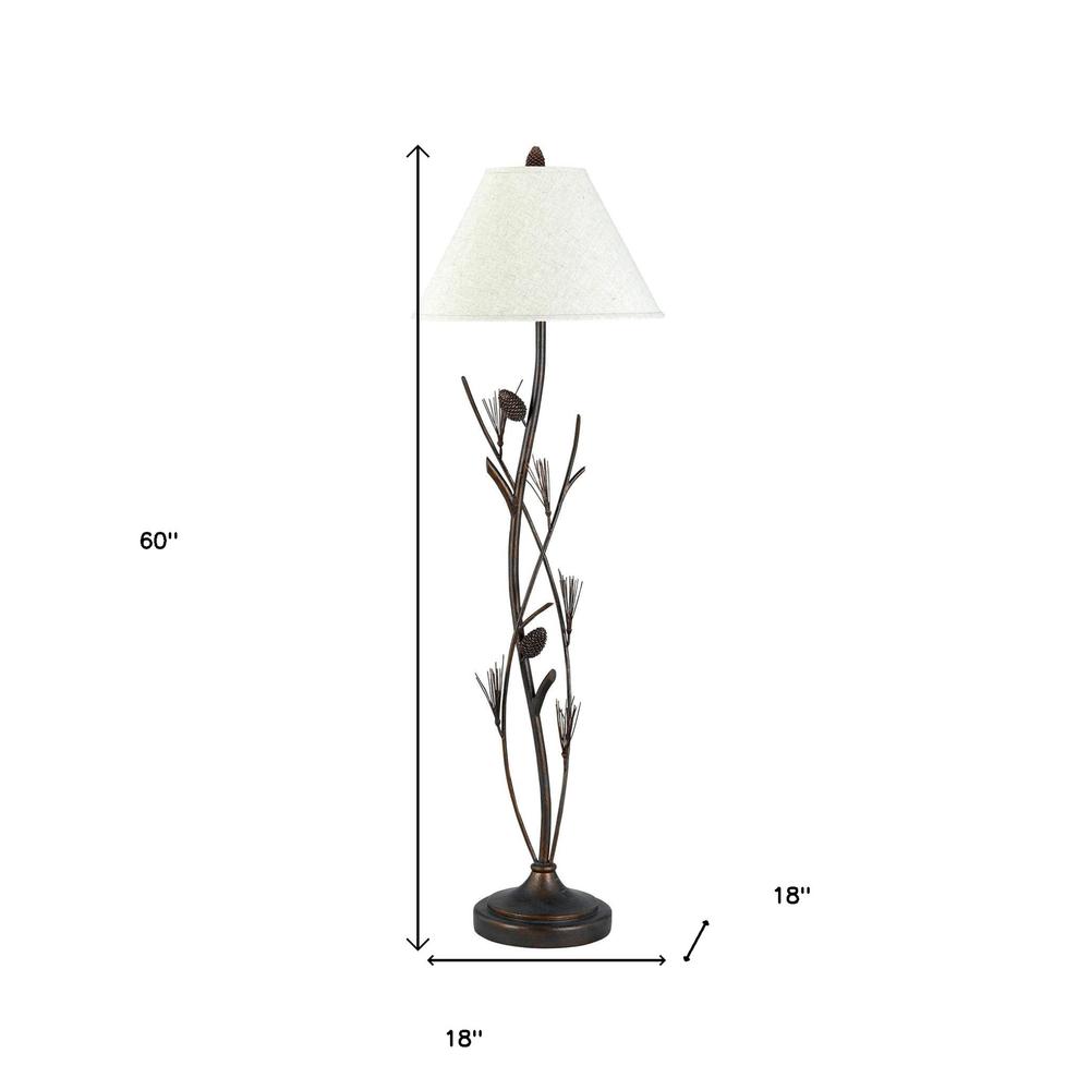 60" Rusted Traditional Shaped Floor Lamp With Brown Empire Shade. Picture 6