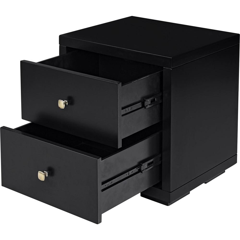 19" Black Two Drawer Nightstand. Picture 4