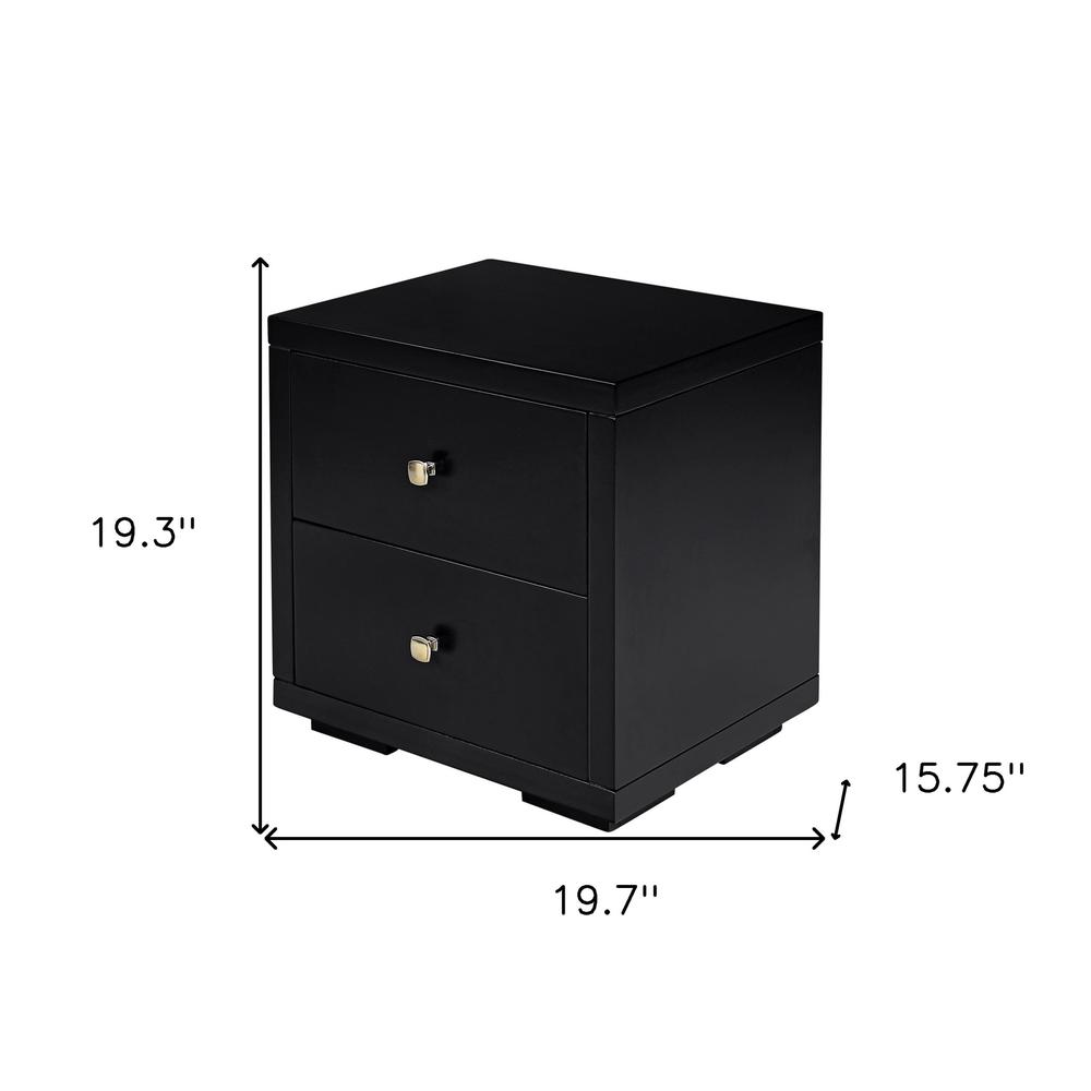 19" Black Two Drawer Nightstand. Picture 7