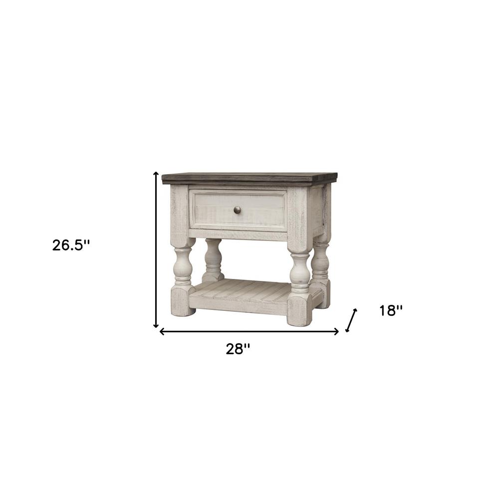 27" Ivory One Drawer Nightstand. Picture 6