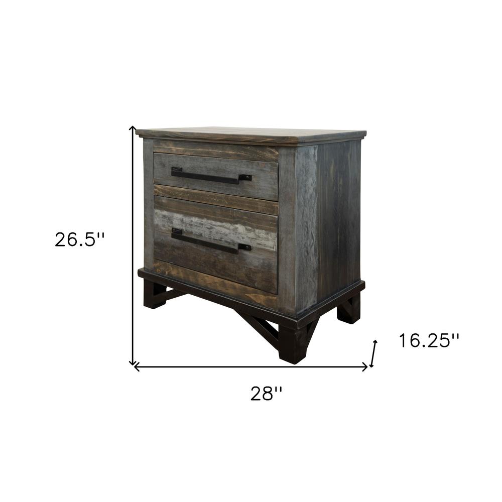 27" Brown Two Drawer Nightstand. Picture 6