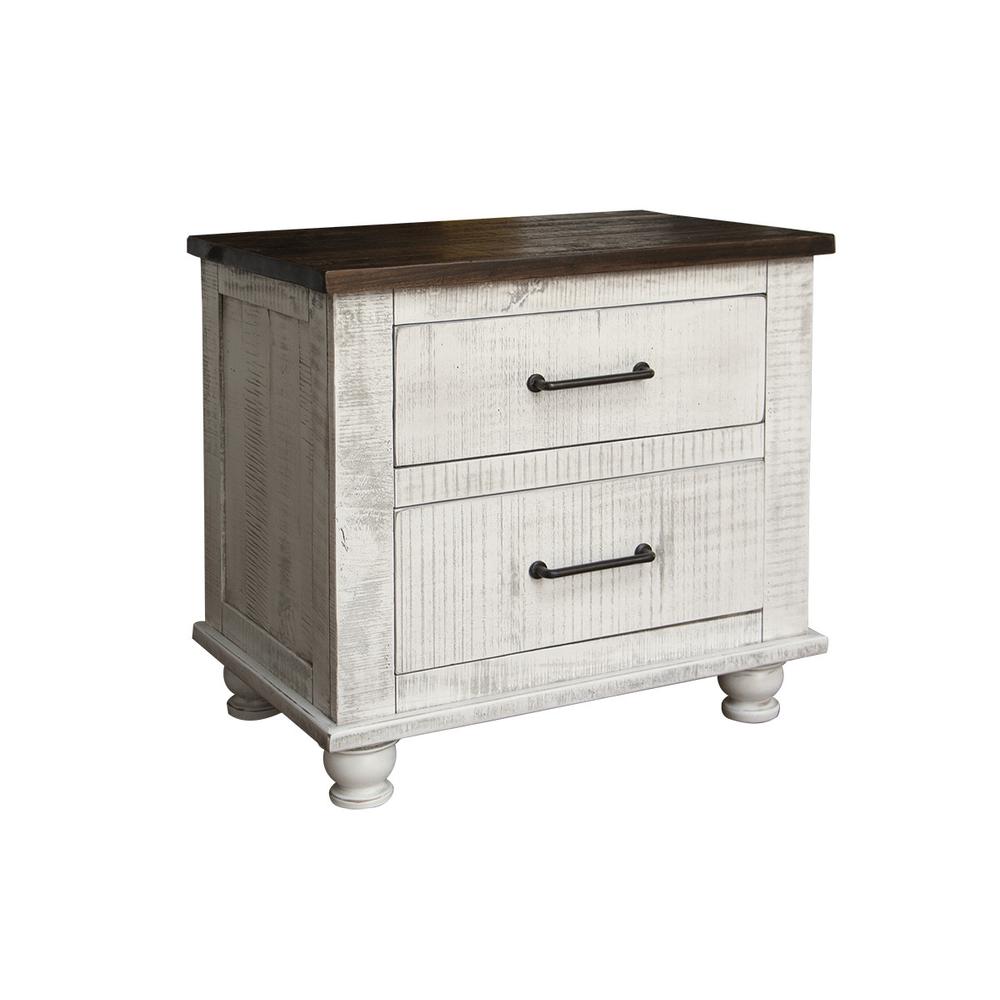 29" White Two Drawer Nightstand. Picture 1