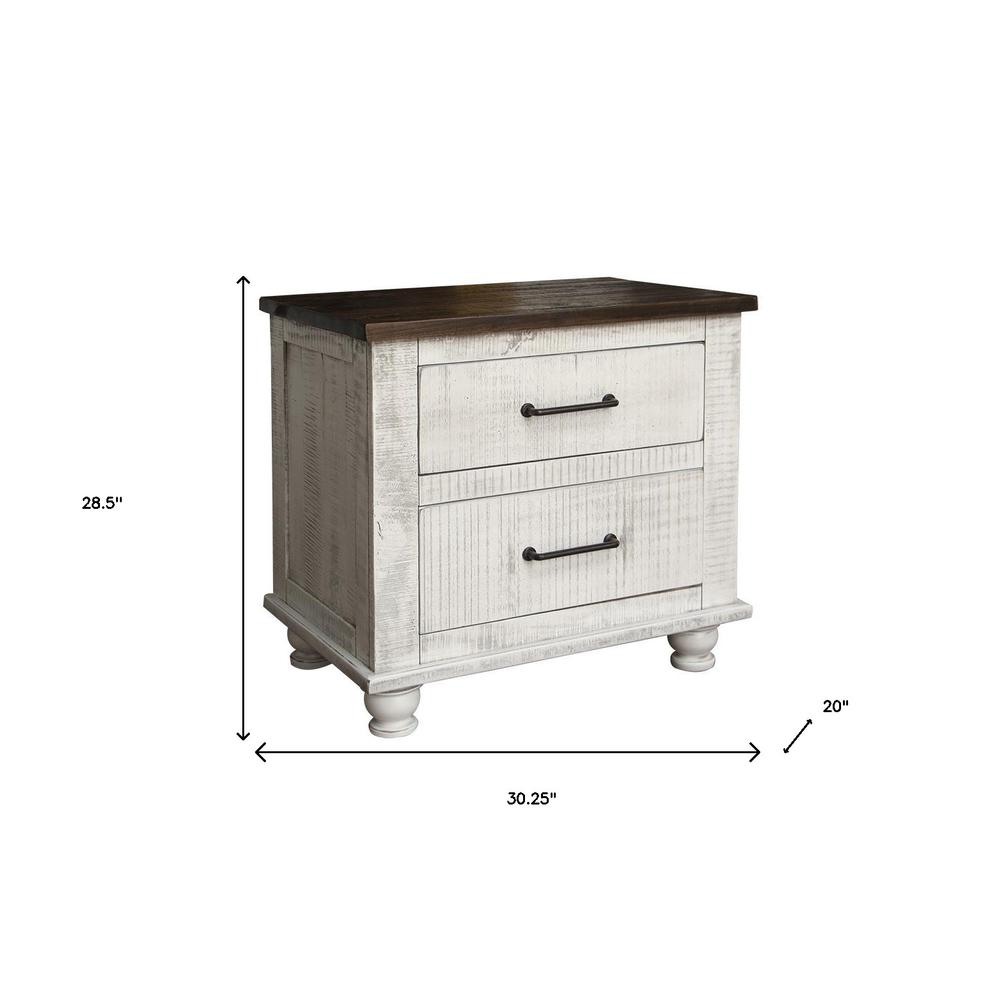 29" White Two Drawer Nightstand. Picture 7