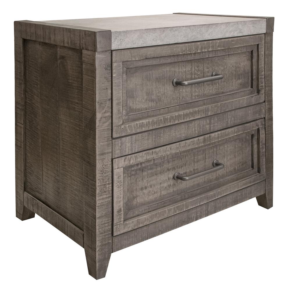 27" Gray Two Drawer Nightstand. Picture 1