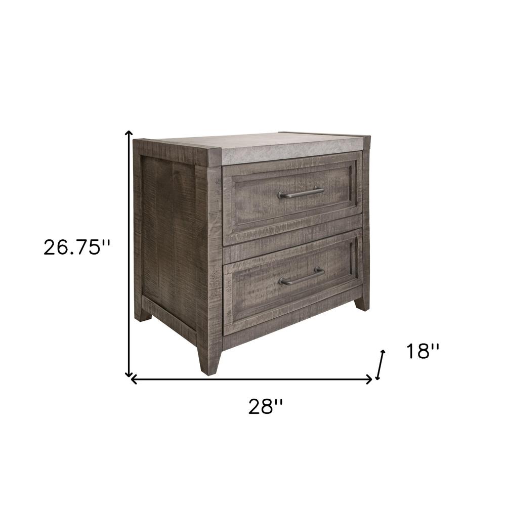 27" Gray Two Drawer Nightstand. Picture 5