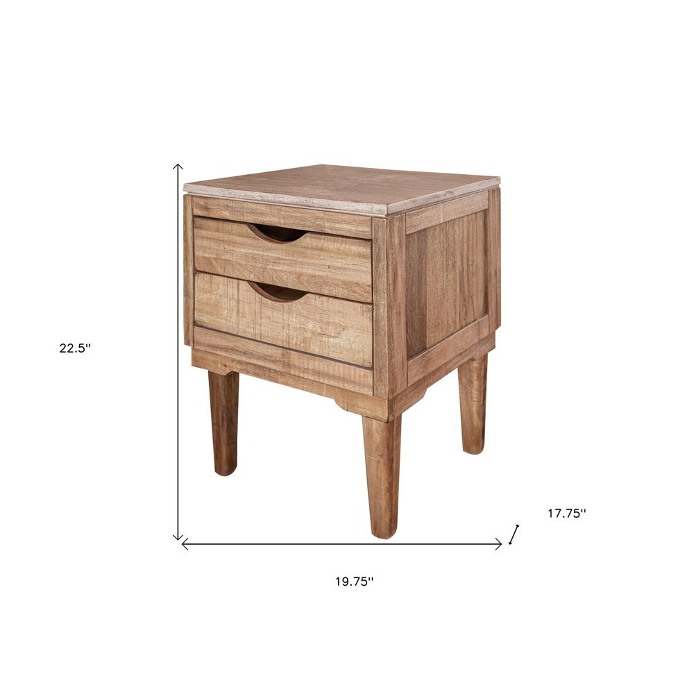 23" Brown Two Drawer Nightstand. Picture 5