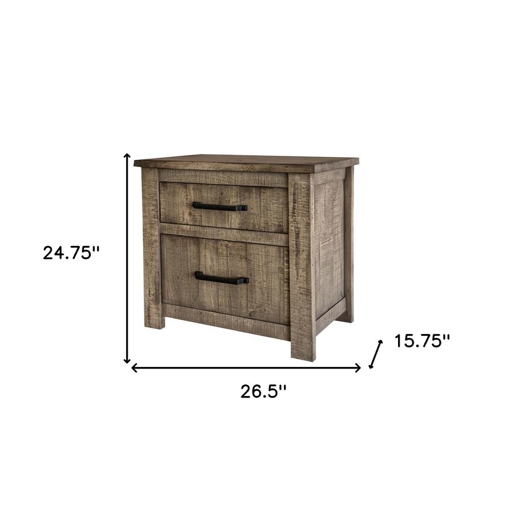 25" Brown Two Drawer Nightstand. Picture 5