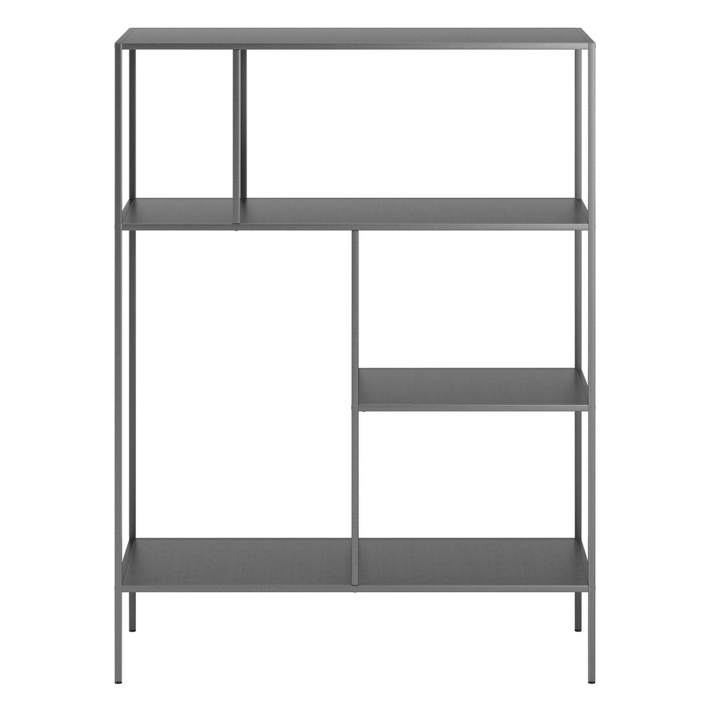 48" Gray Metal Four Tier Geometric Bookcase. Picture 2