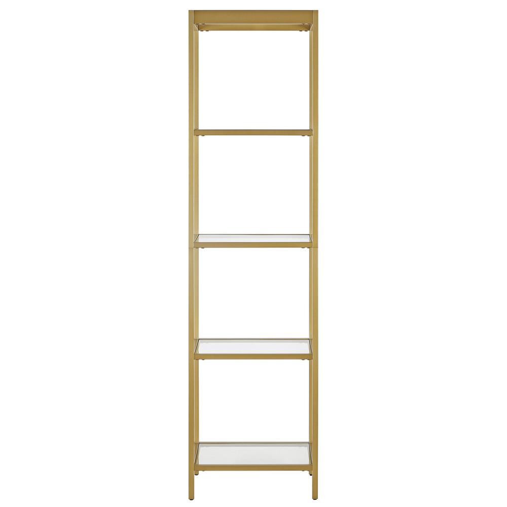 70" Gold Metal And Glass Four Tier Standard Bookcase. Picture 2