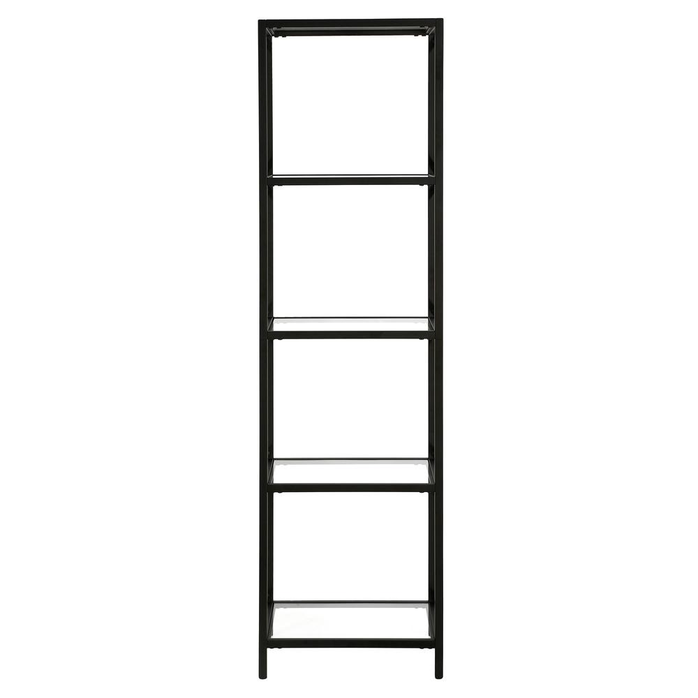 66" Black Metal And Glass Four Tier Etagere Bookcase. Picture 2