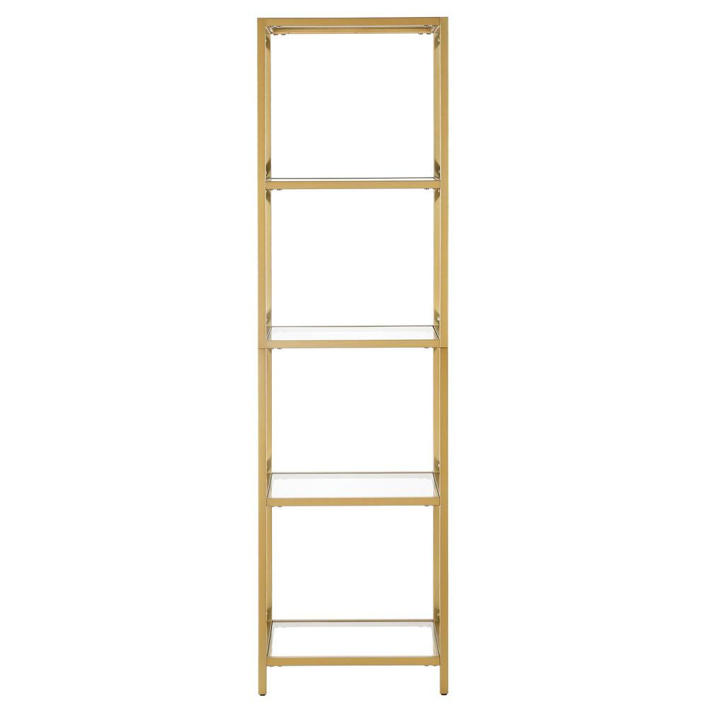 66" Gold Metal And Glass Four Tier Etagere Bookcase. Picture 2