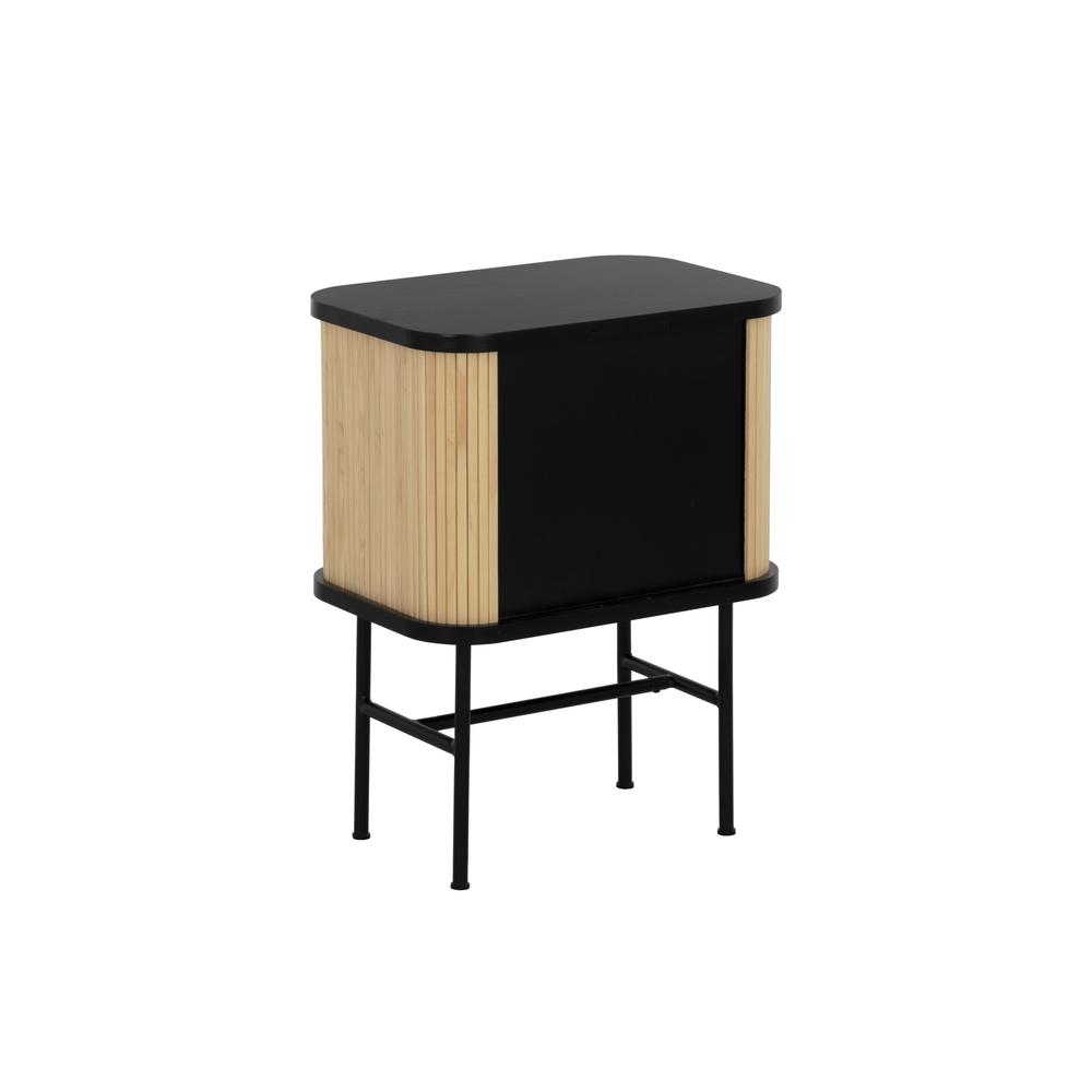 24" Natural and Black Modern Sliding Door Nightstand. Picture 6
