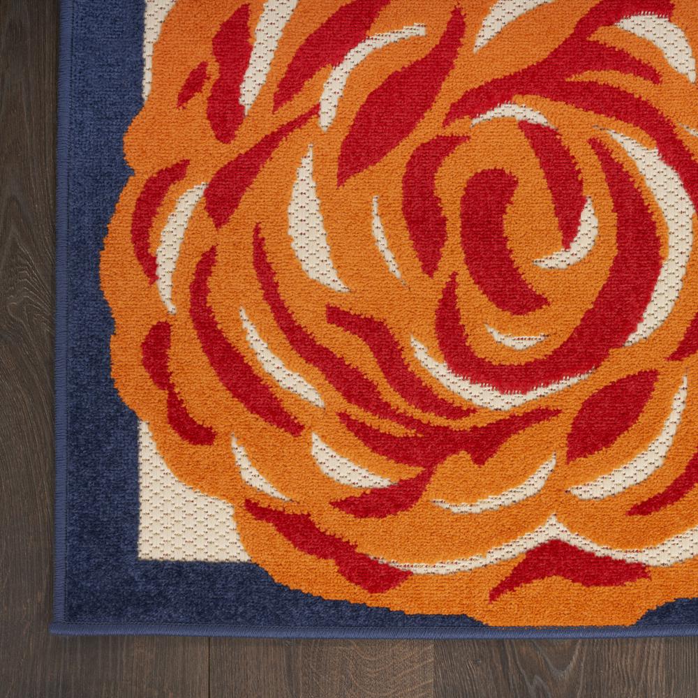 3' X 4' Blue and Orange Floral Power Loom Area Rug. Picture 3