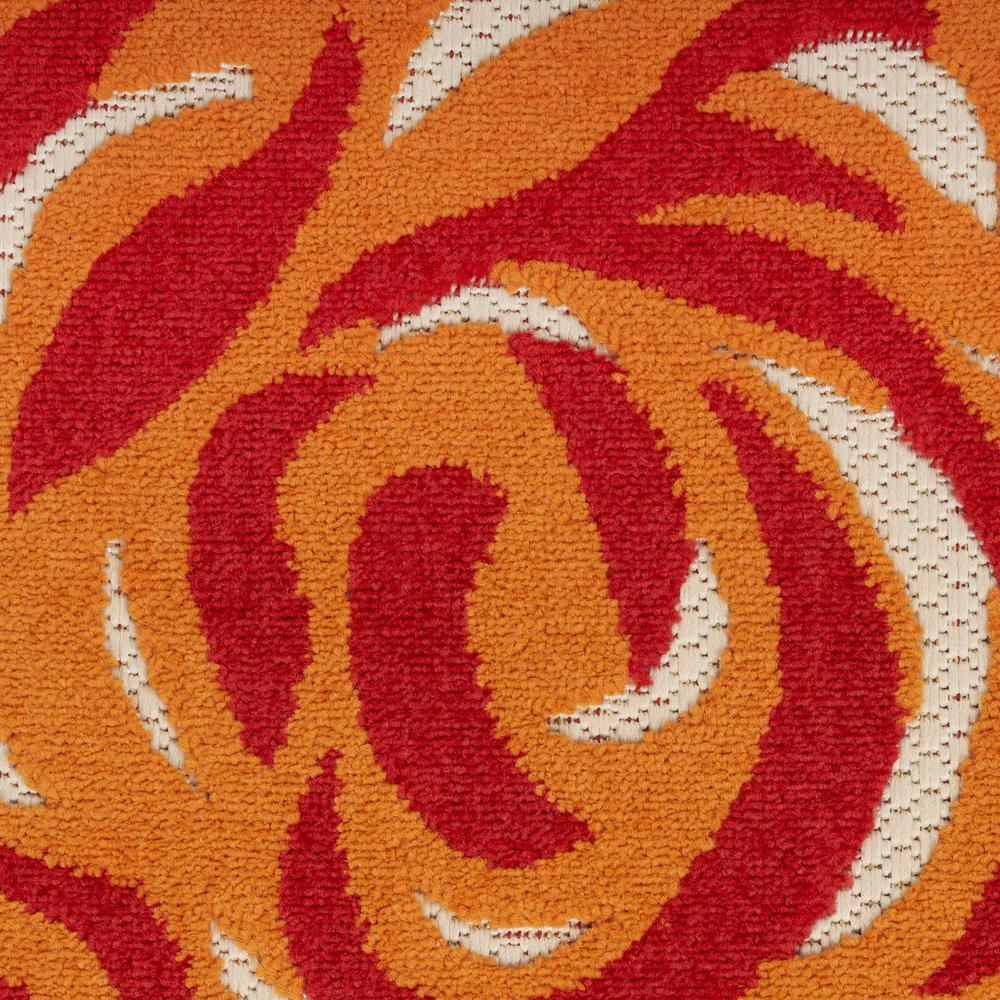 8' Blue and Orange Round Floral Power Loom Area Rug. Picture 4