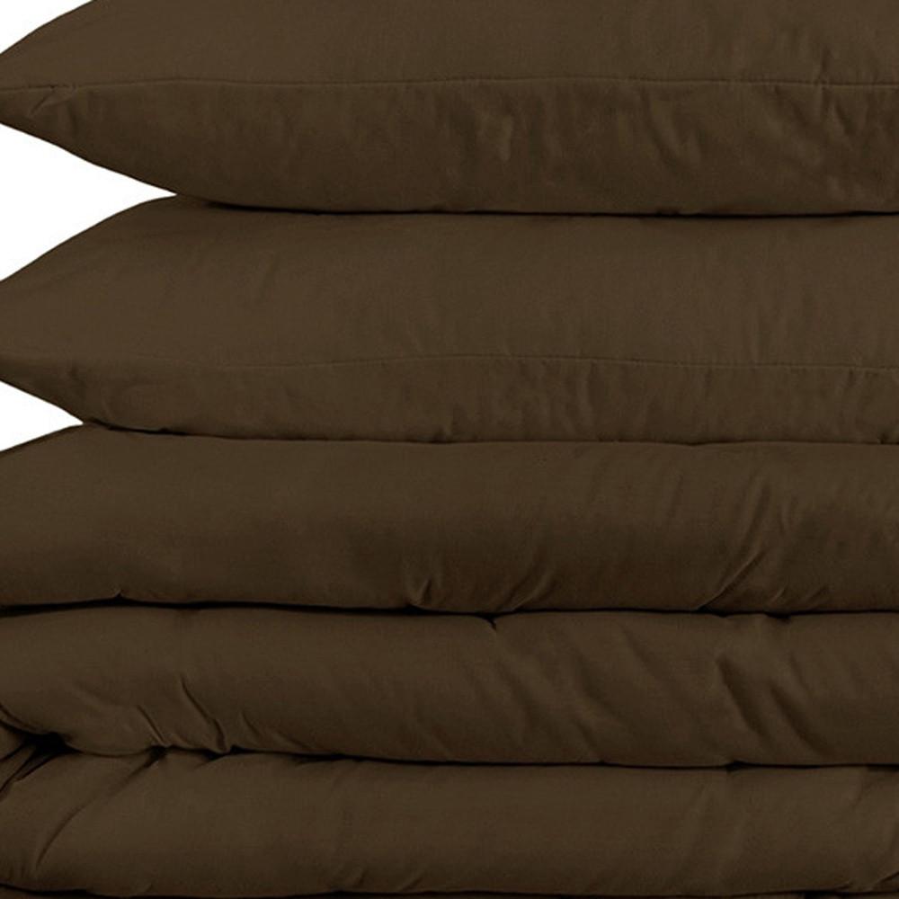 Dark Brown King Cotton Blend 1500 Thread Count Washable Duvet Cover Set. Picture 2