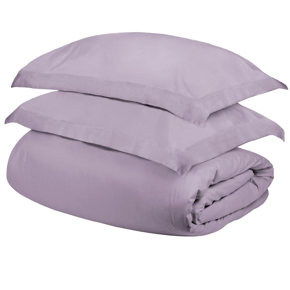 Pink Lavender King Cotton Blend 300 Thread Count Washable Duvet Cover Set. Picture 1