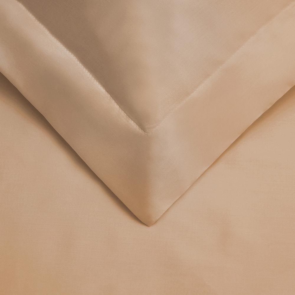Beige Twin Cotton Blend 300 Thread Count Washable Duvet Cover Set. Picture 3