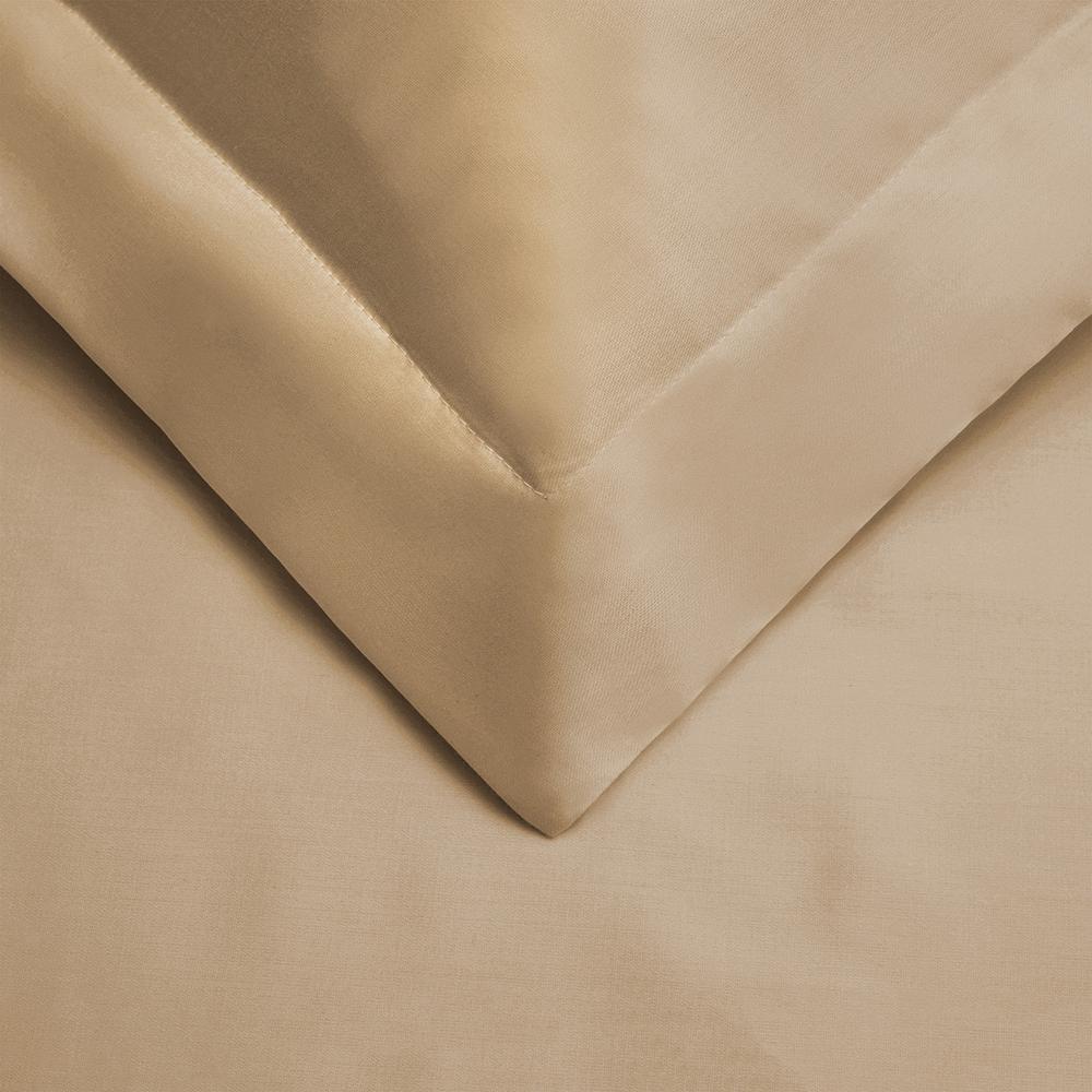Tan Twin Cotton Blend 300 Thread Count Washable Duvet Cover Set. Picture 2