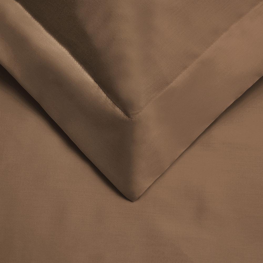 Taupe Twin Cotton Blend 300 Thread Count Washable Duvet Cover Set. Picture 3