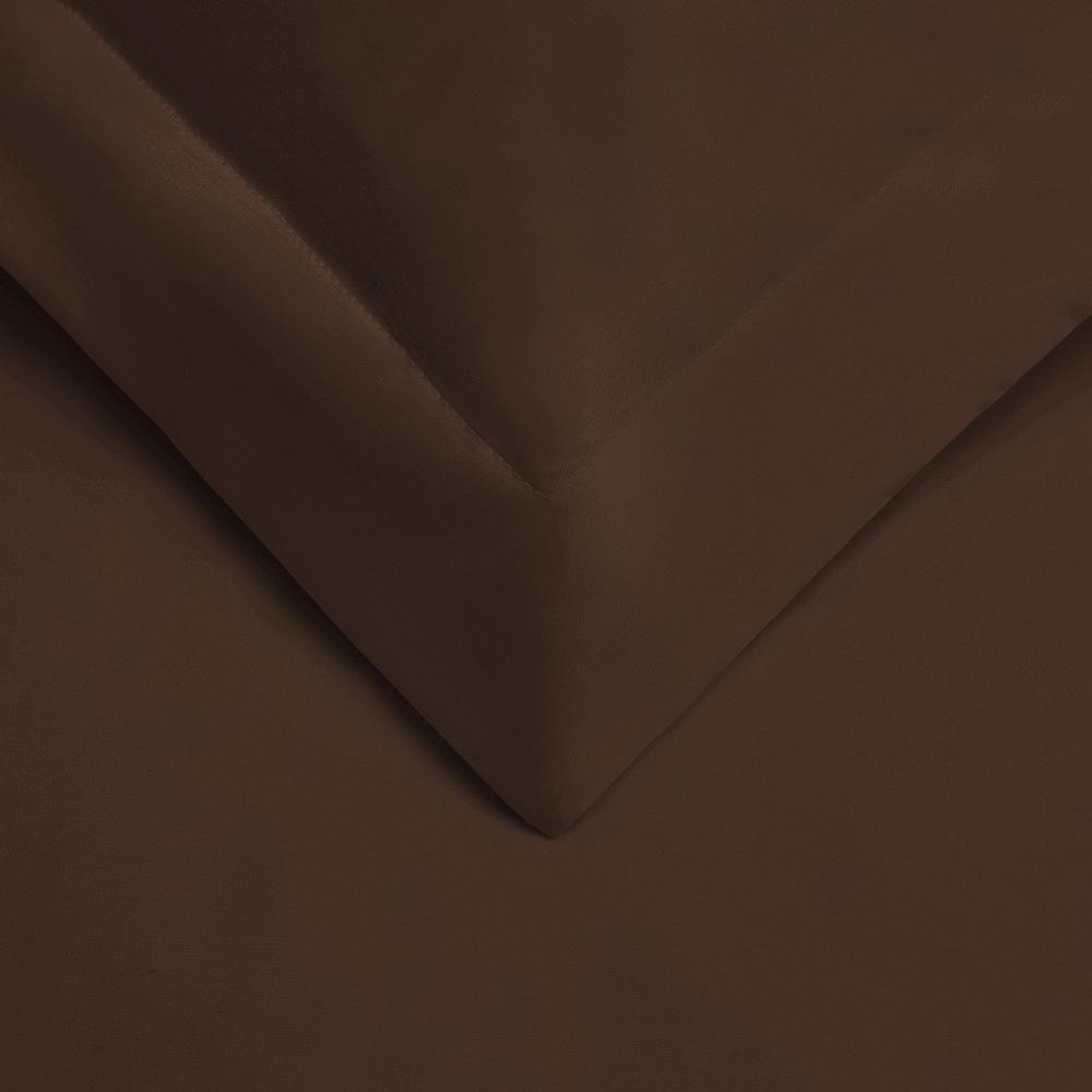 Dark Brown Queen Cotton Blend 400 Thread Count Washable Duvet Cover Set. Picture 5